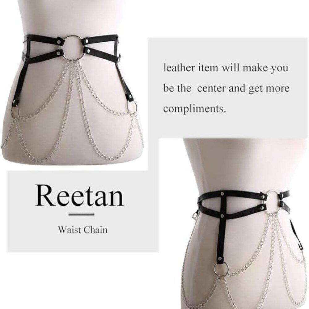 Punk Leather Body Chain - Picture 3 of 5
